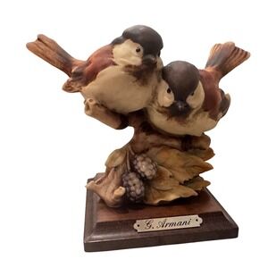 G Armani Florence 1982 Two Sparrows Birds Porcelain Sculpture Italian Porcelain